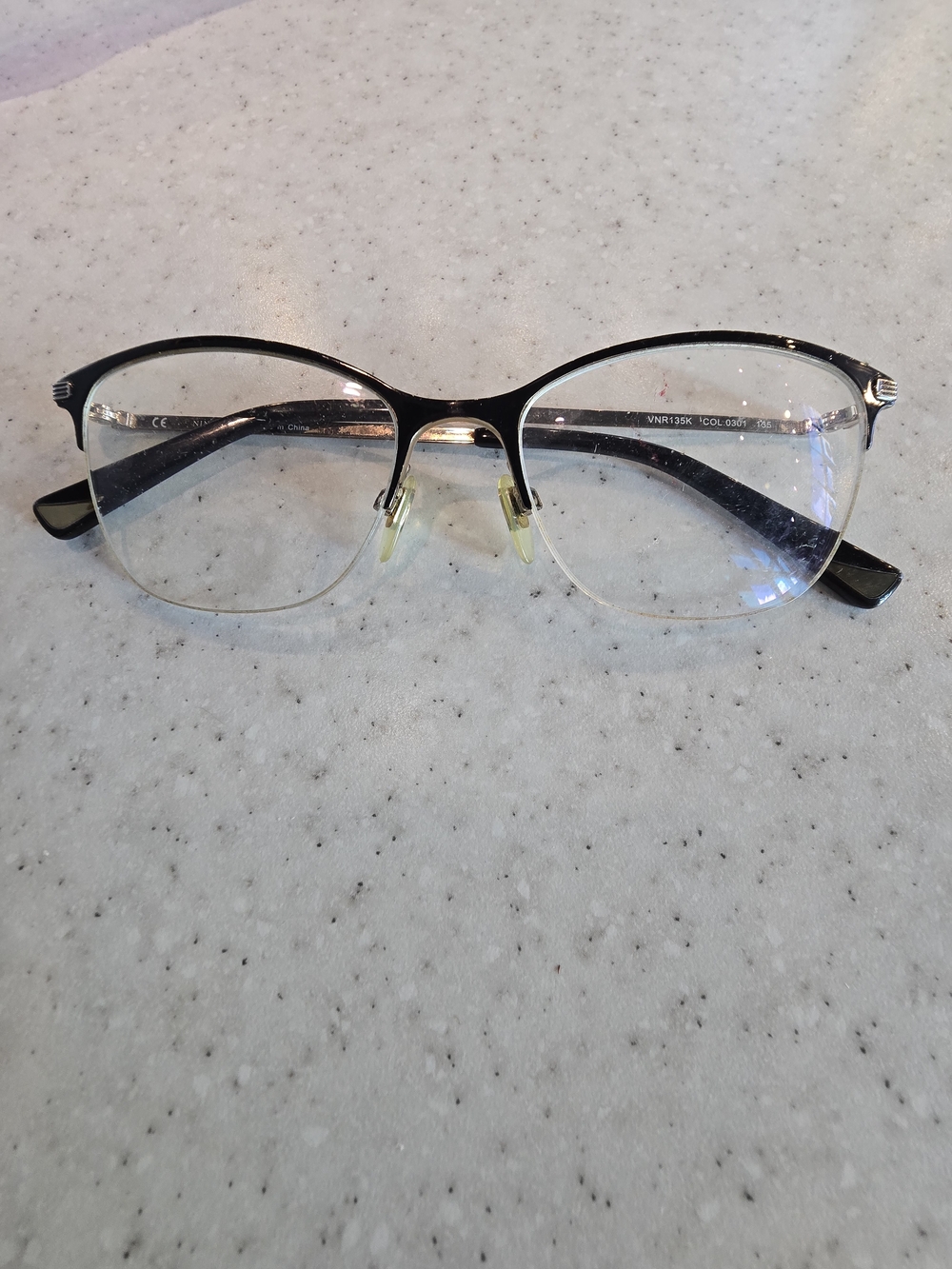 Nina Ricci VNR135K 0301 Black Gold Half Rim Eyeglasses Frames 51-17-135